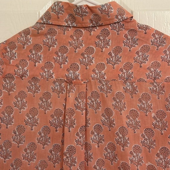 Emerson Fry India Collection Ryan Shirt Block Print Embroidered Flowers Size XS - Picture 9 of 11